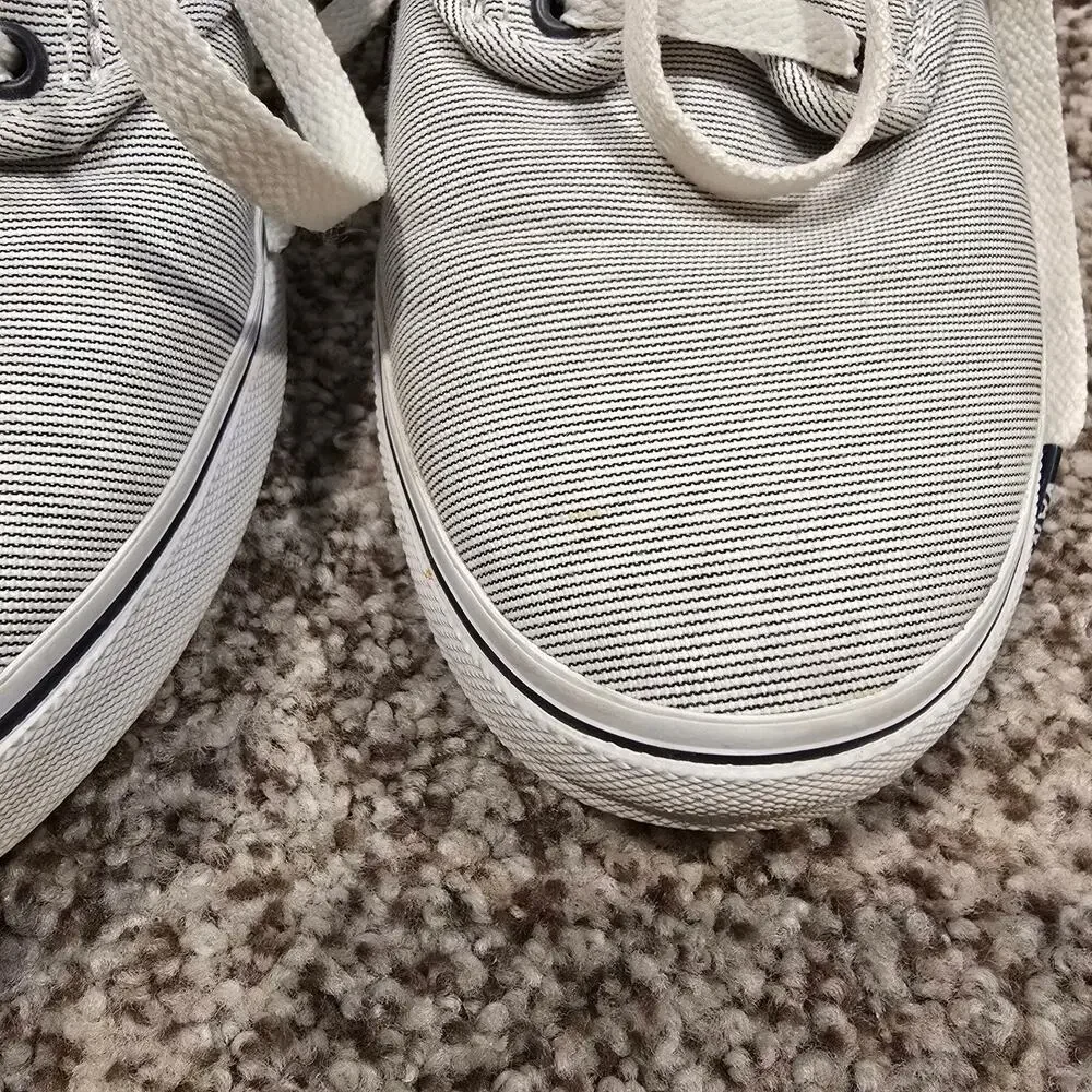 Women's Vans Gray Striped Lace Up Casual Sneakers | Size 7.5
